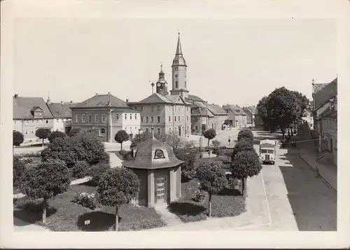 Gruß aus Bürgel, Markplatz, Kirche, Lastwagen, gelaufen