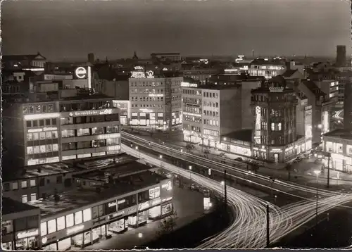 Hannover, Zentrum bei Nacht, Geha Füllhalter Geschäft, gelaufen 1960