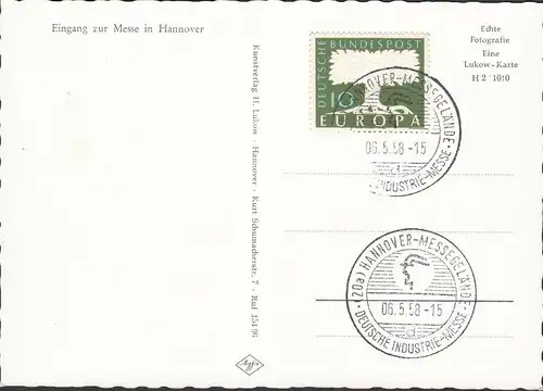 Hanovre, entrée à la foire, timbre de la messe 1958, inachevé