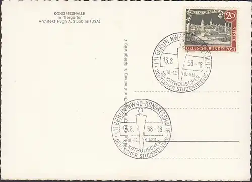 Berlin, Kongreßhalle, Sonderstempel 1958, ungelaufen