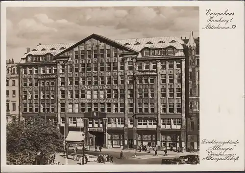 Hambourg Europahaus, bâtiment de direction Albingia, a couru 1950