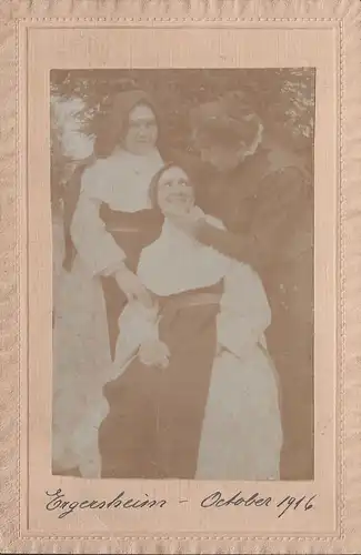 Ergersheim, trois nonnes, AK photo, inachevé- date 1916