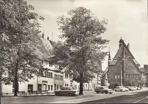 Sangerhausen, Marktplatz, Kirche, Autos, gelaufen 1974