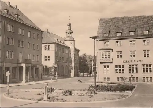 Nordhausen, Lutherplatz, Kreissparkasse, gelaufen 1962