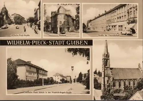 Guben, Postamt, Schule, Kirche, ungelaufen- datiert 1965