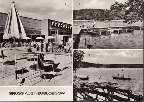 Neuglobsov, centre de loisirs, poste d'amarrage, lac Stechlin, non-roulé