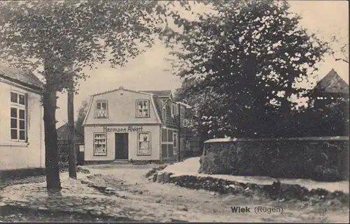 Wiek, Straßenansicht, Geschäft Hermann Alwert, gelaufen 1915