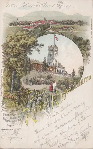 Gruss vom Rinteler Klippenturm, gelaufen 1897