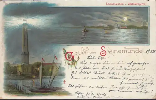 Griffe de Swinemünde, phare, poste de pilotage, couru 1898