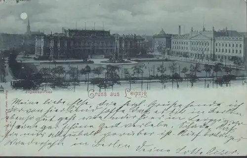 Grave de Leipzig, Augustus Platz, clair de lune, couru 1898