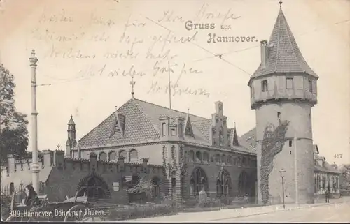 Gruss aus Hannover, Döhrener Turm, Bahnpost, gelaufen 1900