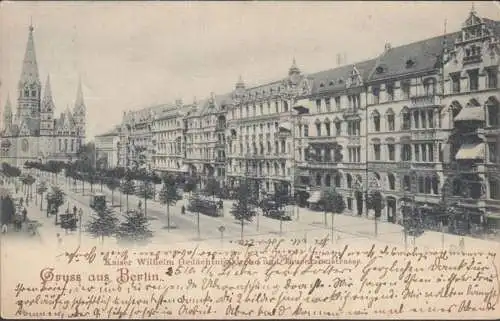 Gruss aus Berlin, Kaiser Wilhelm Gedächtniskirche, Tauentzienstraße, gelaufen 1901