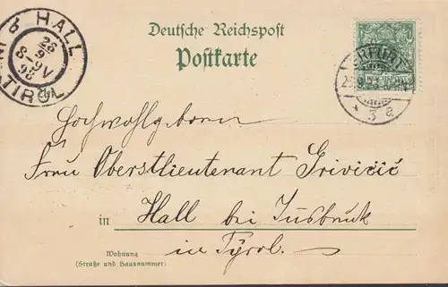 Gruss aus Alt Erfurt, Stadtansicht 1730, gelaufen 1898