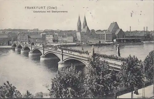Francfort a.d. Ou, pont ouest avec vue sur la ville, couru en 1910