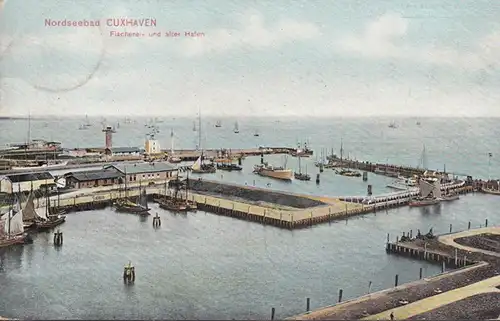 Nordseebad Cuxhaven, Fischerei und alter Hafen, gelaufen 1907