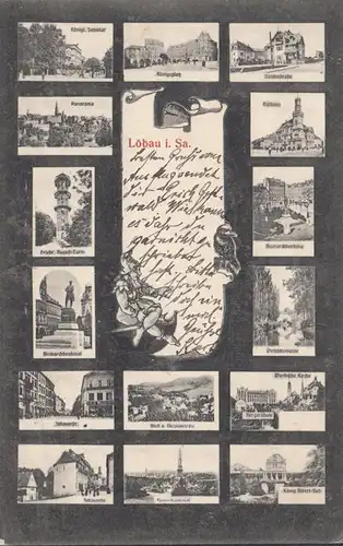 Löbau, Mehrbildkarte, gelaufen 1905