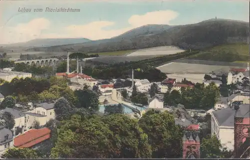 Löbau vom Nicolaikirchturm, gelaufen 1912