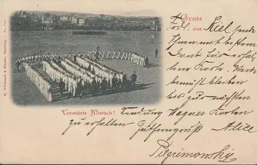 Assis de Kiel, Marche en avant, couru 1898