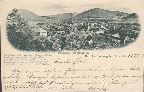 Bad Lauterberg, Panorama vom Hausberg, gelaufen 1898