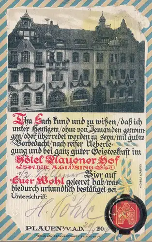 Plauen, Plauener Hof, gelaufen 1904