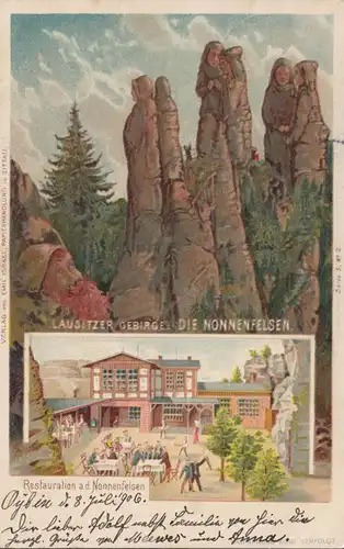 Jonsdorf, Restauration an den Nonnenfelsen, gelaufen 1906