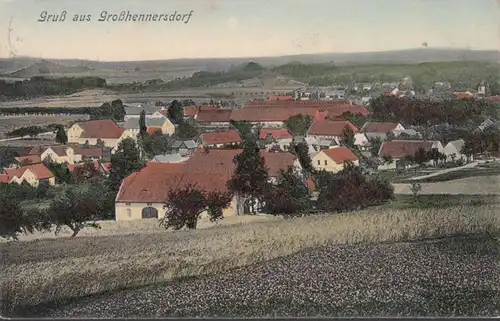 Gruß aus Großhennersdorf, Stadtansicht, gelaufen 1910