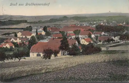 Salutation de Grand Hennersdorf, vue de la ville, couru 1910