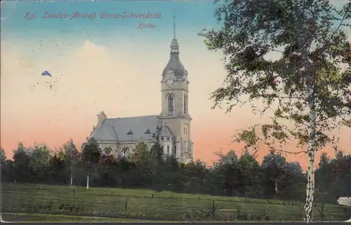 Großschweidnitz, Landesanstalt, Kirche, gelaufen 1919
