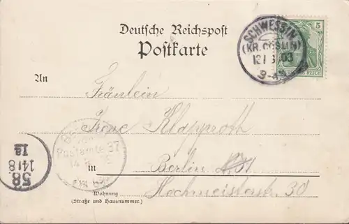 Gruss vom Ostseestrand Bauerhufen, Düne, gelaufen 1903