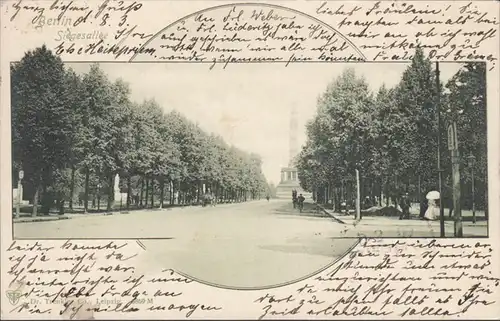 Berlin, Tiergarten, Siegessäule, gelaufen 1900