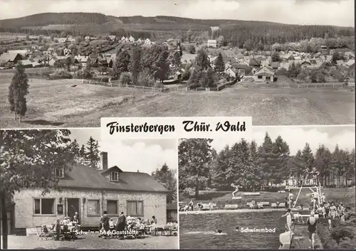 Finsterbergen, Schwimmbad, Gaststätte, Stadtansicht, gelaufen 1974