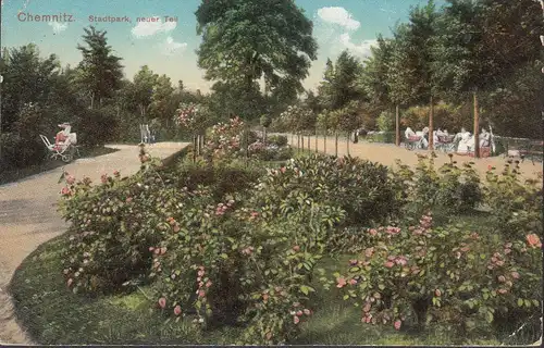 Chemnitz, Stadtpark, Neuer Zup, couru en 1915