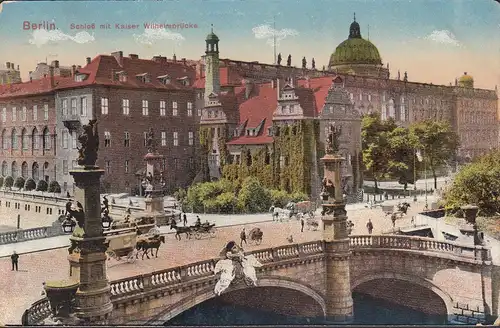 Berlin, château et l'empereur Wilhelmbrücke, couru en 1917