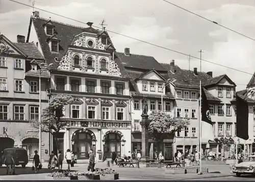 Erfurt, marché aux poissons, coin de collation, magasin Rudolf Ramsch, incurvée