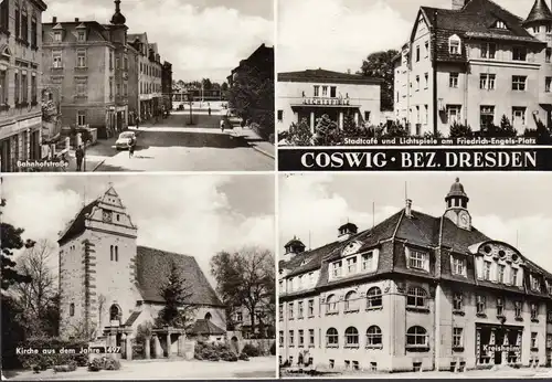 Coswig, Bahnhofstraße, Stadtcafe, Kreisheim, Kirche, gelaufen