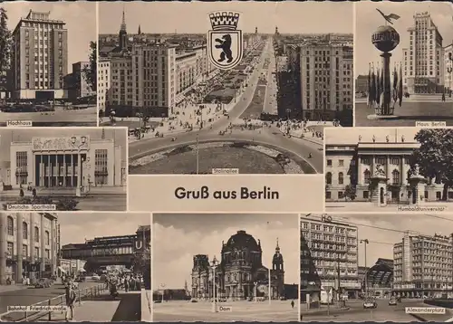 Berlin, Stalinallee, Hochhaus, Sporthalle, Universität, gelaufen 1968