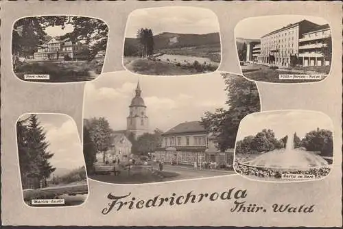 AK Friedrichroda, Hotel, Ferienheim, Park, Kirche, gelaufen 1964