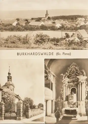 Burkhardswalde, Stadtansicht, Kirche, Altar, ungelaufen