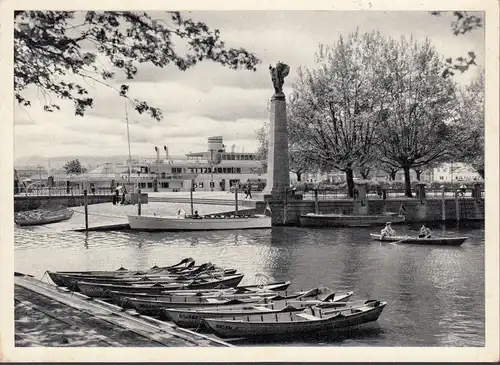 Konstanz, Gondelhafen, Zeppelin Denkmal, gelaufen 1958