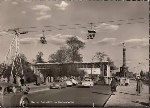 Berlin, télésiège dans le quartier Hansa, colonne de victoire, couru en 1957