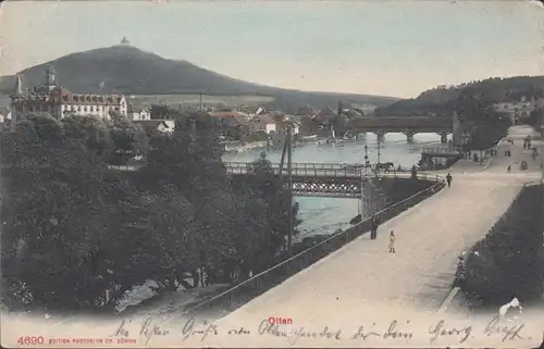 Olten, vue panoramique avec pont, couru en 1907