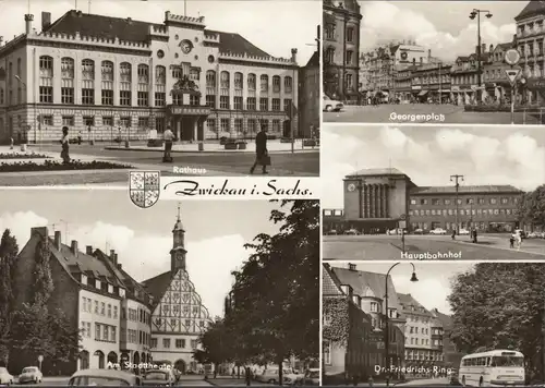 Zwickau, Rathaus, Hauptbahnhof, Theater, Georgenplatz, ungelaufen