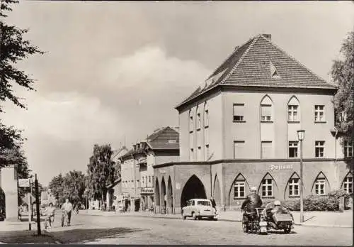 Birkenwerder, Hauptpostamt, Motorrad mit Beiwagen, gelaufen