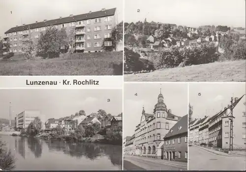 Lunzenau, Neubaublock, Schillerstraße, Rathaus, gelaufen 1988