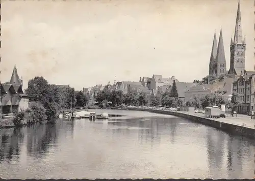 Lübeck, Blick von der Dankwartbrücke, ungelaufen