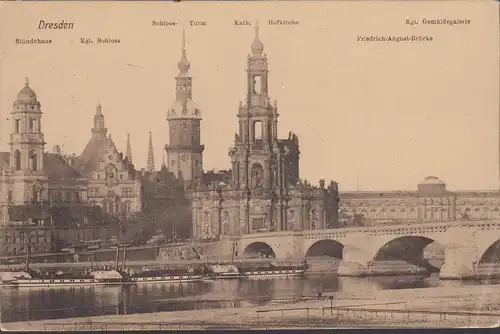 Dresden, Ständehaus, Kirche, Turm, Brücke, Feldpost, gelaufen 1917