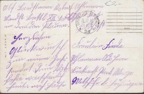 Dresden, Landungsplatz und Akademie, Feldpost, gelaufen 1916