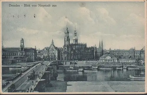 Dresde, vue depuis la ville de Newstadt, couru en 1928