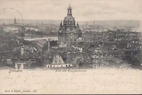 Dresden, Blick vom Kreuzkirchturm, Stadtansicht, gelaufen 1903