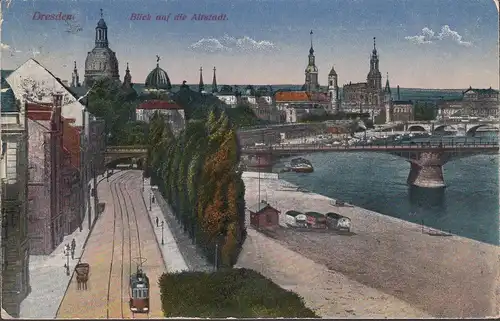 Dresden, Blick auf die Alstadt, gelaufen 1929